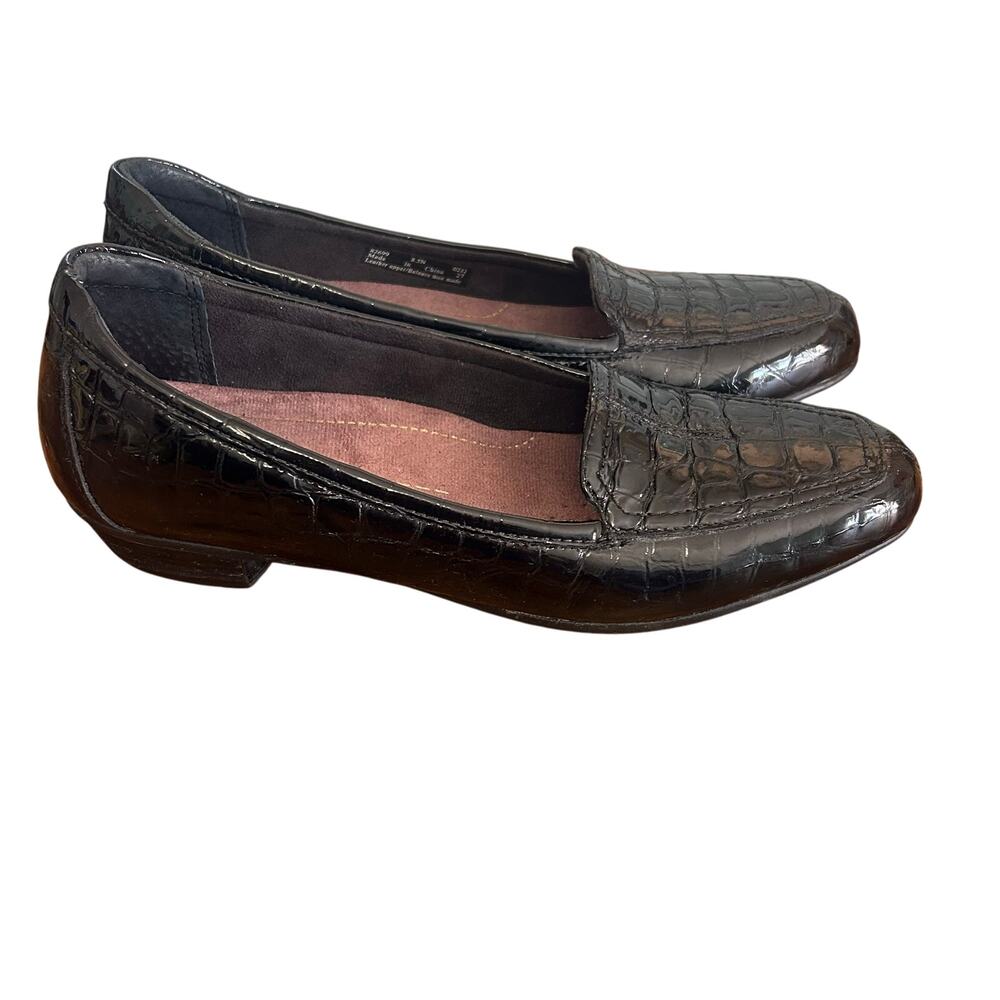 Clarks Everyday Black Loafers Shoe Keesha Luca Slip On Patent Leather 8.5 Narrow - Picture 2 of 9